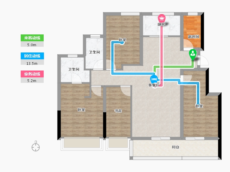 浙江省-杭州市-溪谷岚湾-105.26-户型库-动静线