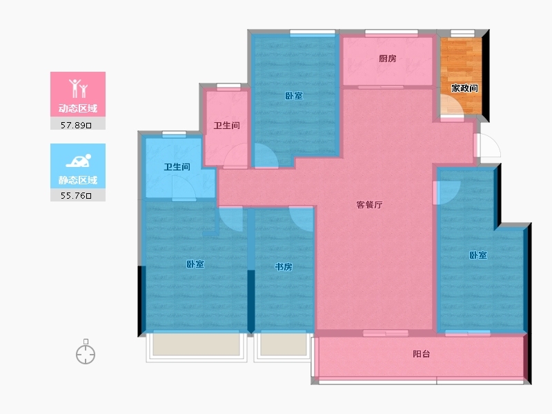 浙江省-杭州市-溪谷岚湾-105.26-户型库-动静分区