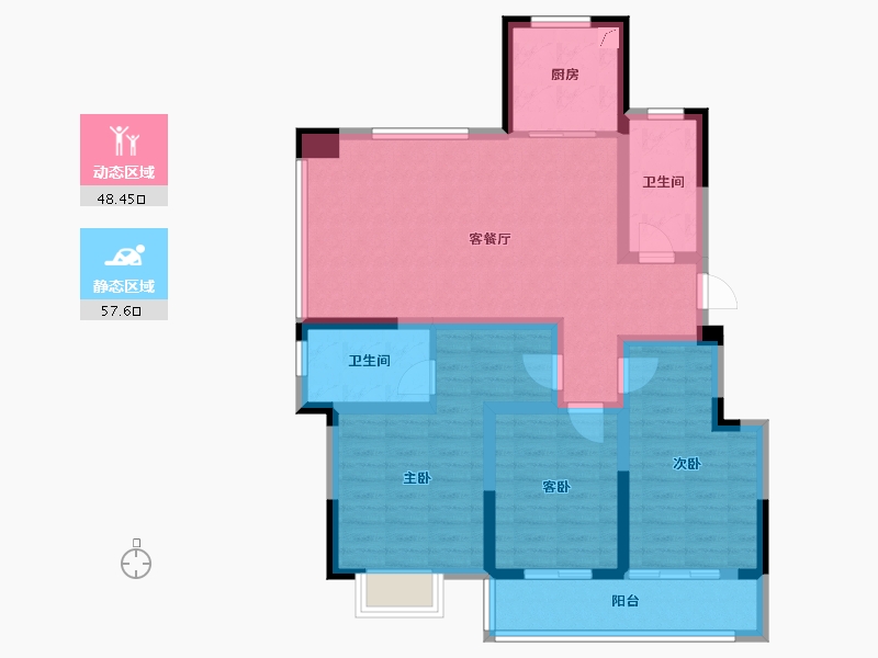 浙江省-杭州市-如沐清晖城-93.48-户型库-动静分区