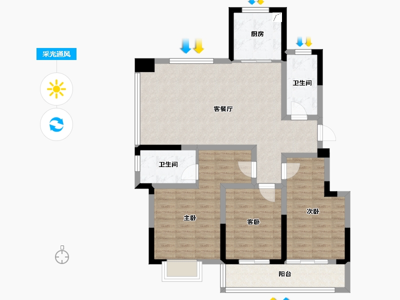 浙江省-杭州市-如沐清晖城-93.48-户型库-采光通风