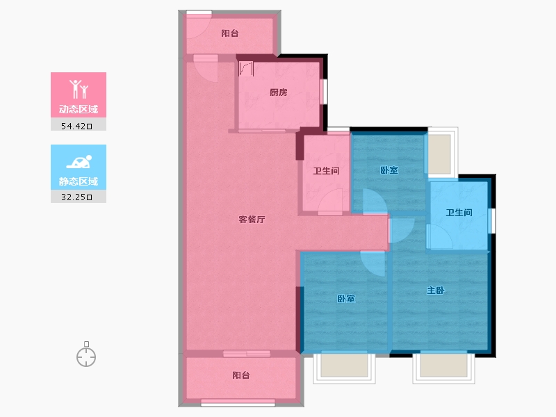 广东省-佛山市-保利时代天珀-77.16-户型库-动静分区