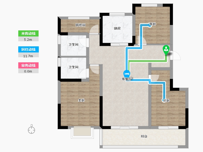 浙江省-杭州市-如沐清晖城-100.43-户型库-动静线