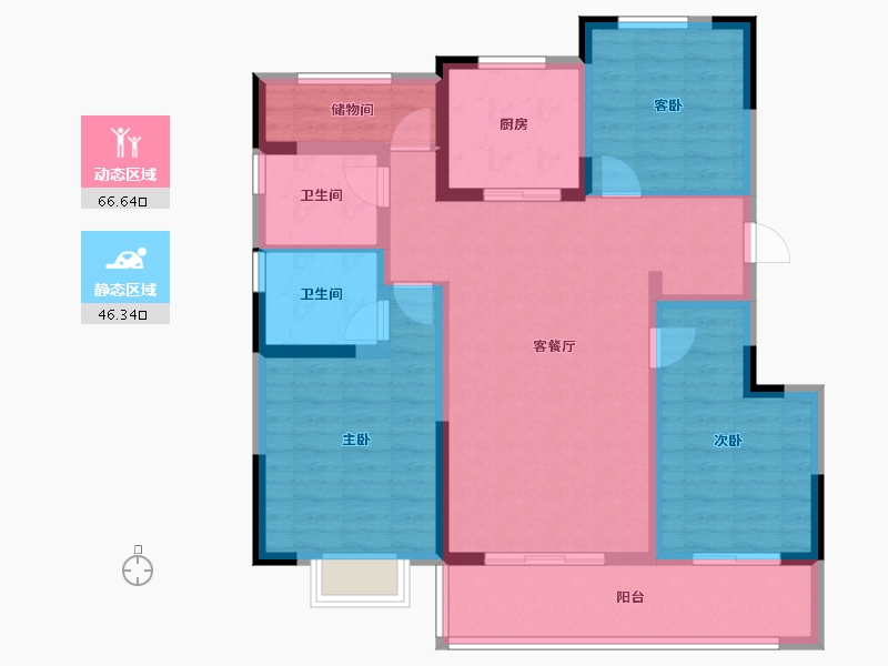 浙江省-杭州市-如沐清晖城-100.43-户型库-动静分区