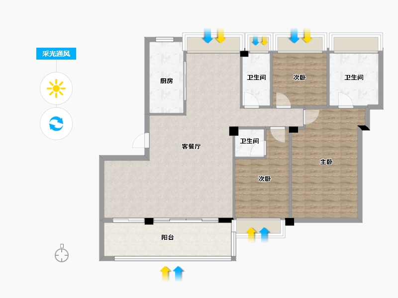 浙江省-杭州市-大华春山明月四区-118.41-户型库-采光通风