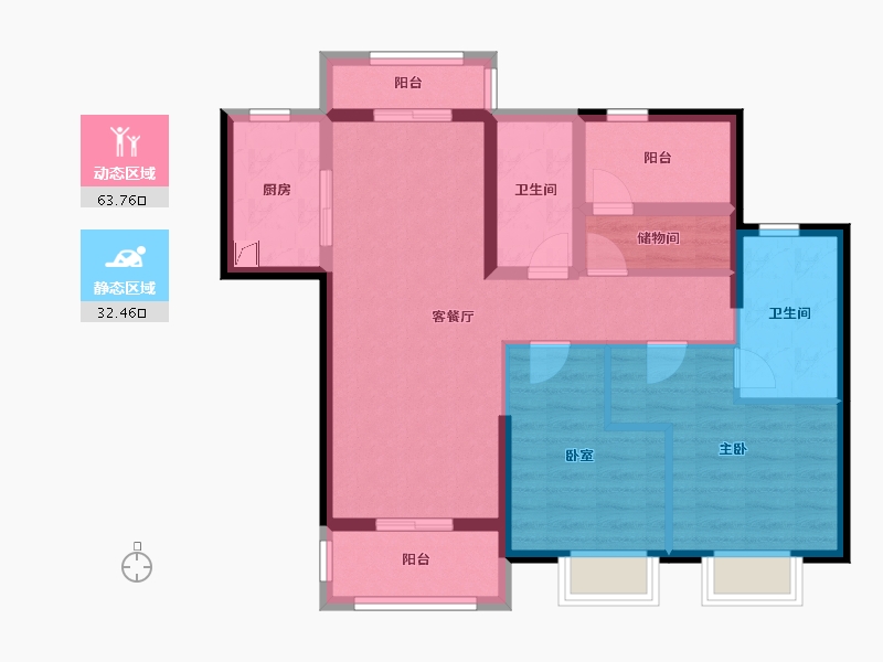 广东省-佛山市-佳兆业悦峰-84.58-户型库-动静分区