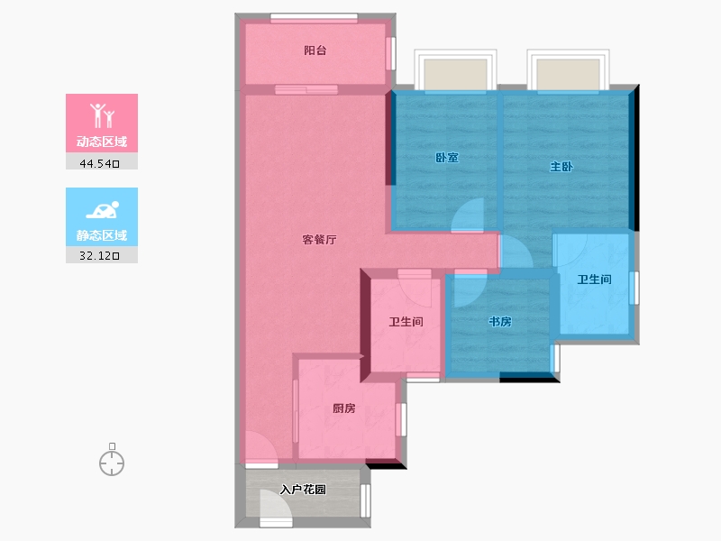 广东省-佛山市-东建世纪锦园-70.82-户型库-动静分区