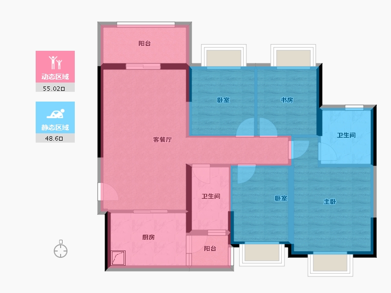 广东省-佛山市-恒大滨江华府-92.00-户型库-动静分区