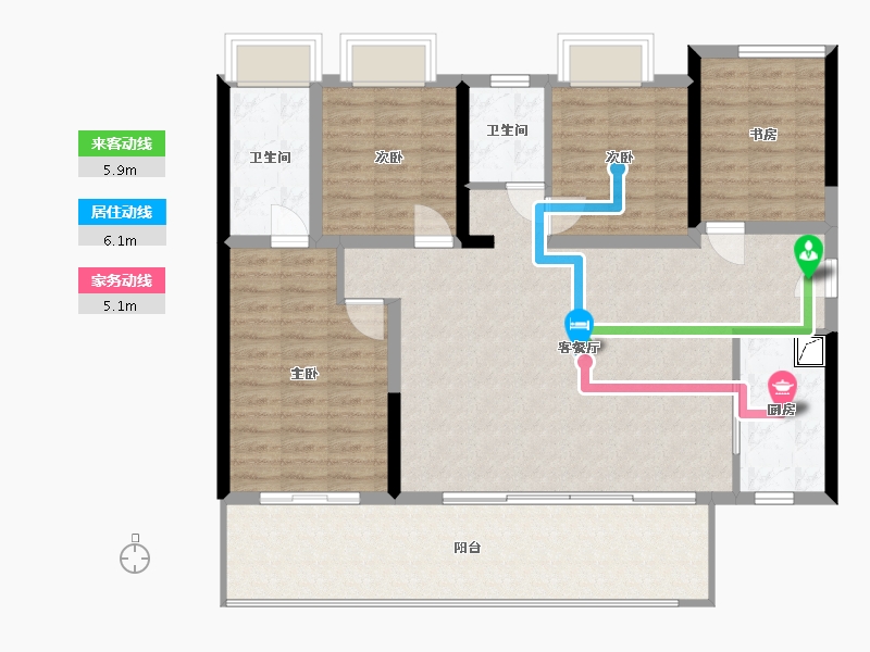 云南省-玉溪市-云南省玉溪市红塔区友谊路2号集美玉溪星辰-109.25-户型库-动静线