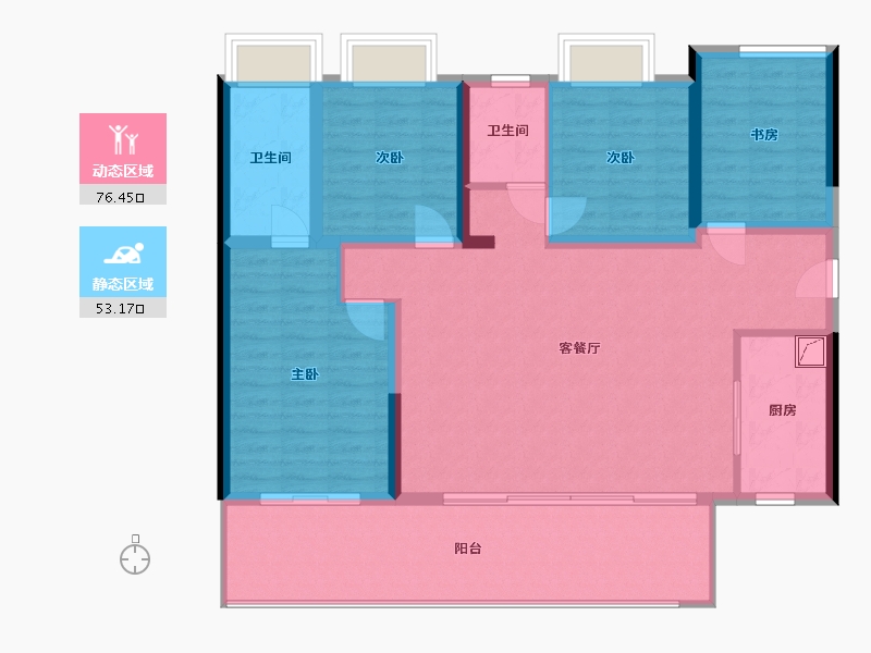 云南省-玉溪市-云南省玉溪市红塔区友谊路2号集美玉溪星辰-109.25-户型库-动静分区