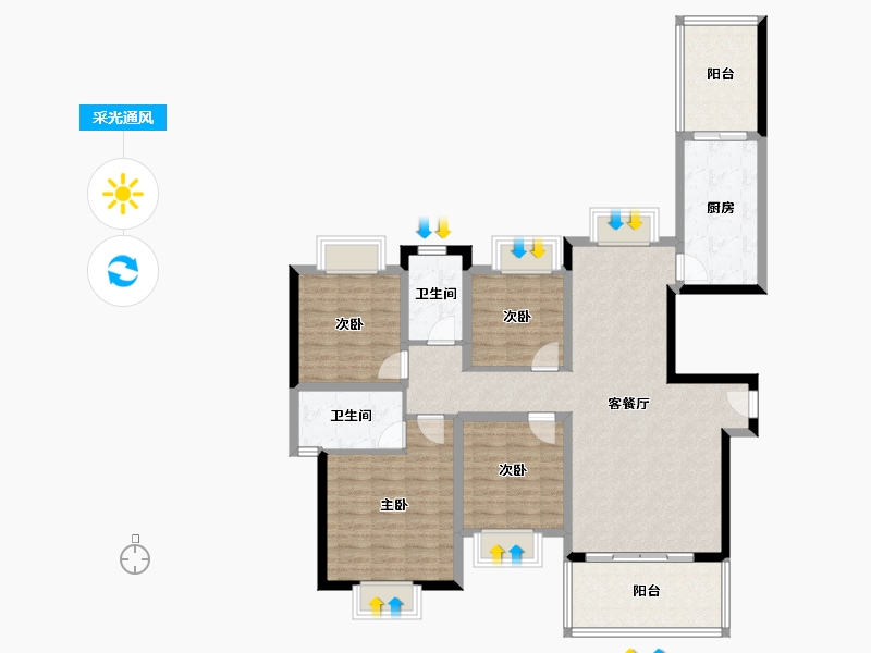 广东省-珠海市-京华假日湾C区-111.67-户型库-采光通风