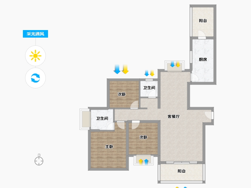 广东省-珠海市-京华假日湾C区-104.05-户型库-采光通风