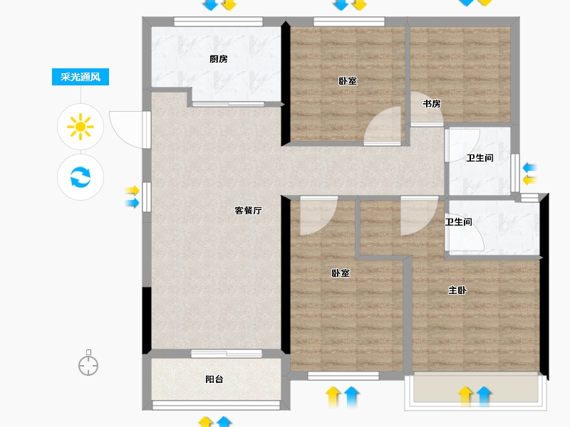 浙江省-杭州市-祥生云湖城-93.61-户型库-采光通风