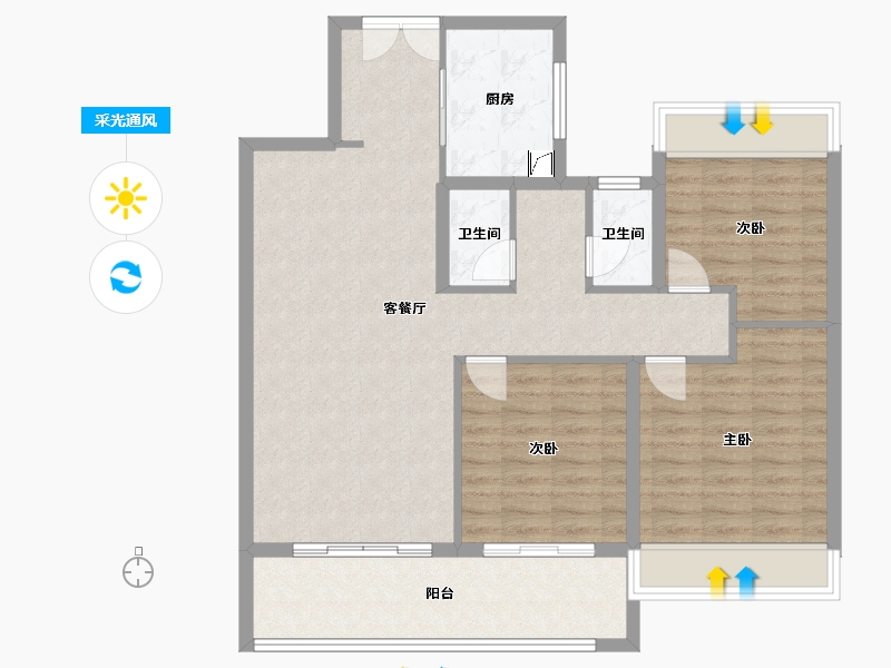 江苏省-常州市-美的云筑-100.00-户型库-采光通风