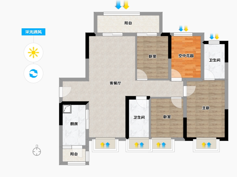 广东省-佛山市-中交白兰春晓-88.90-户型库-采光通风