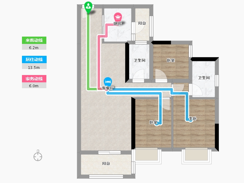 广东省-佛山市-东建世纪锦园-71.21-户型库-动静线