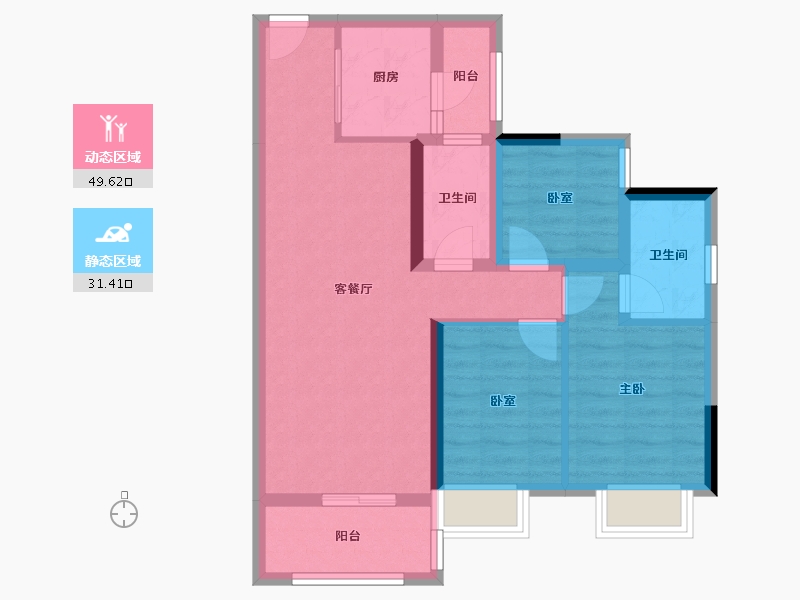 广东省-佛山市-东建世纪锦园-71.21-户型库-动静分区