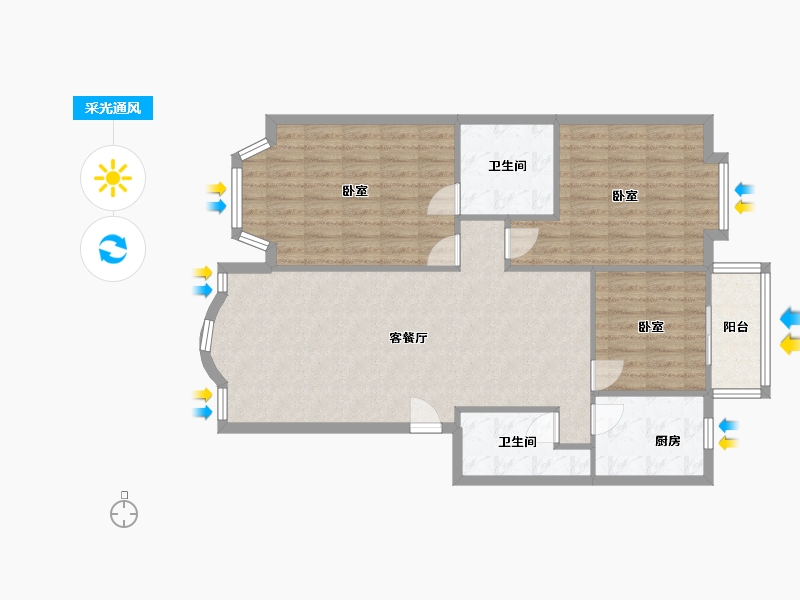 四川省-成都市-泰庄花园-104.85-户型库-采光通风