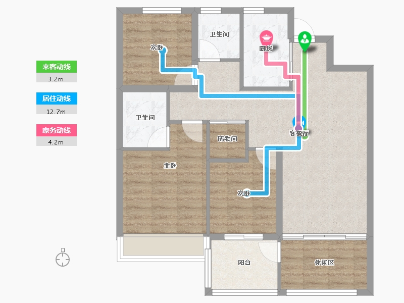 浙江省-杭州市-中庆润泽院-83.18-户型库-动静线