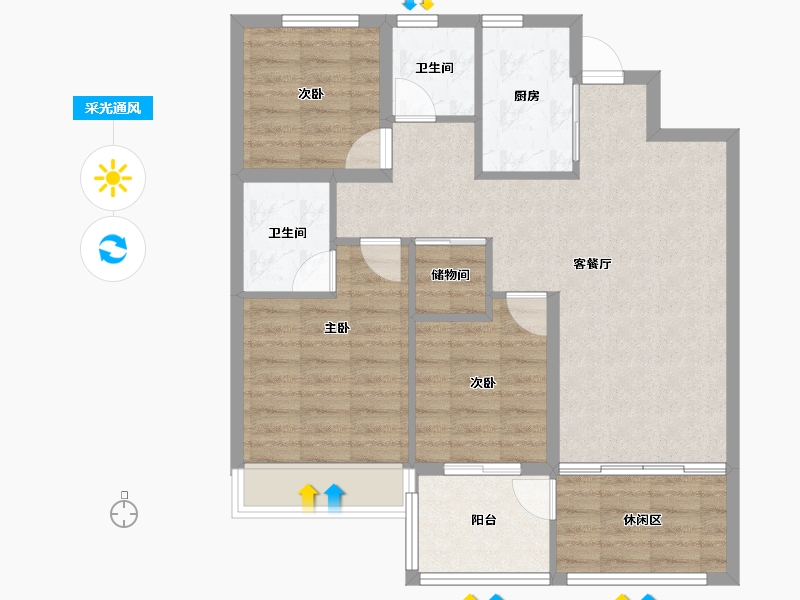 浙江省-杭州市-中庆润泽院-83.18-户型库-采光通风