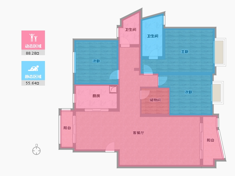 安徽省-合肥市-缤纷南国绮霞居-126.00-户型库-动静分区