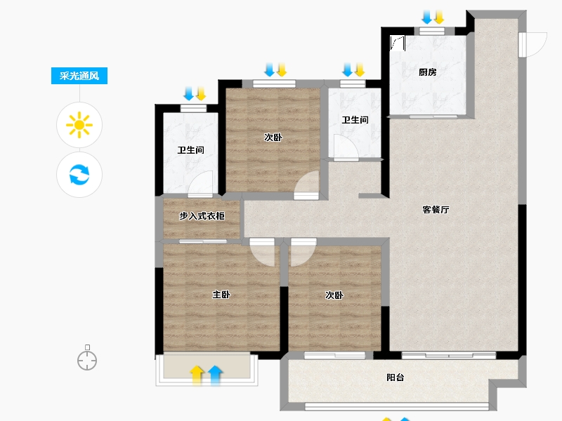 山东省-滨州市-拾光九樾-100.40-户型库-采光通风