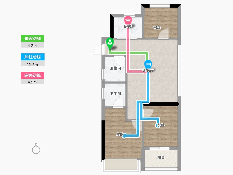 浙江省-杭州市-顺源府-56.30-户型库-动静线