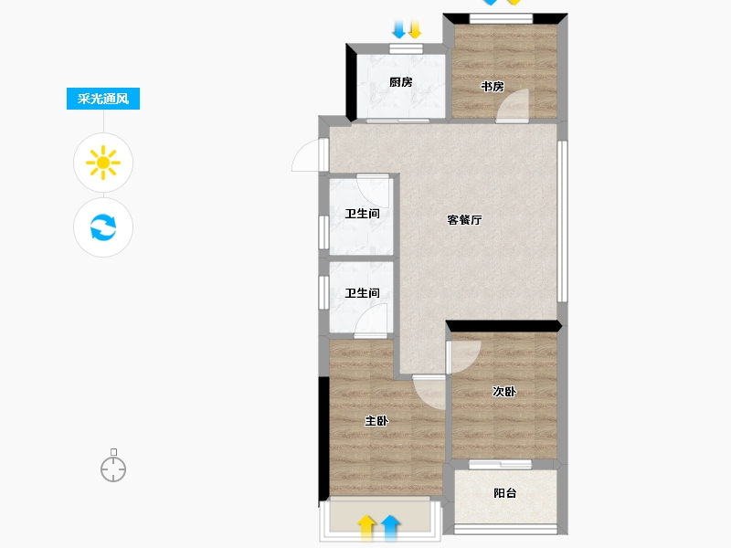 浙江省-杭州市-顺源府-56.30-户型库-采光通风