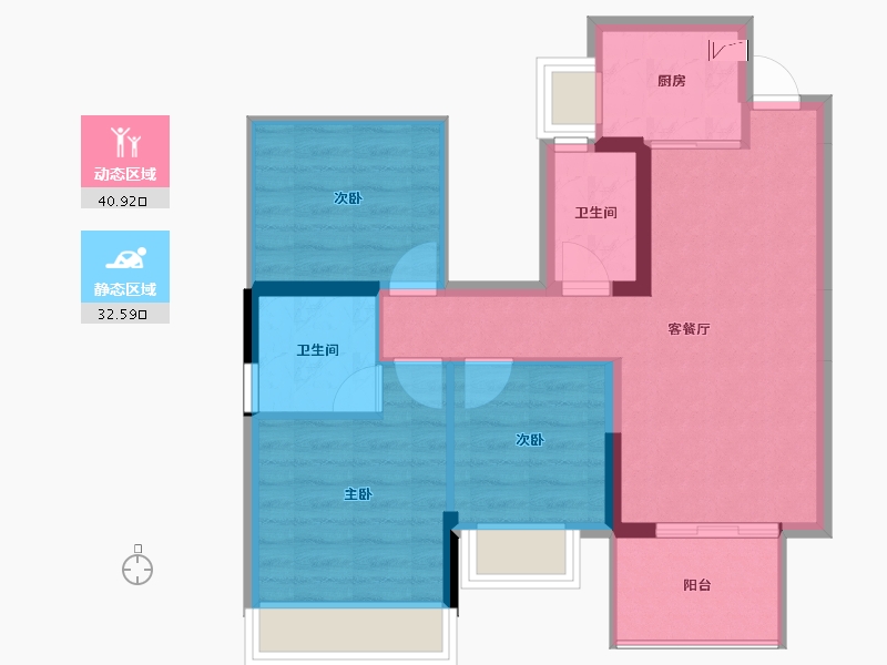 广西壮族自治区-南宁市-丰泽双湾紫云台-65.41-户型库-动静分区