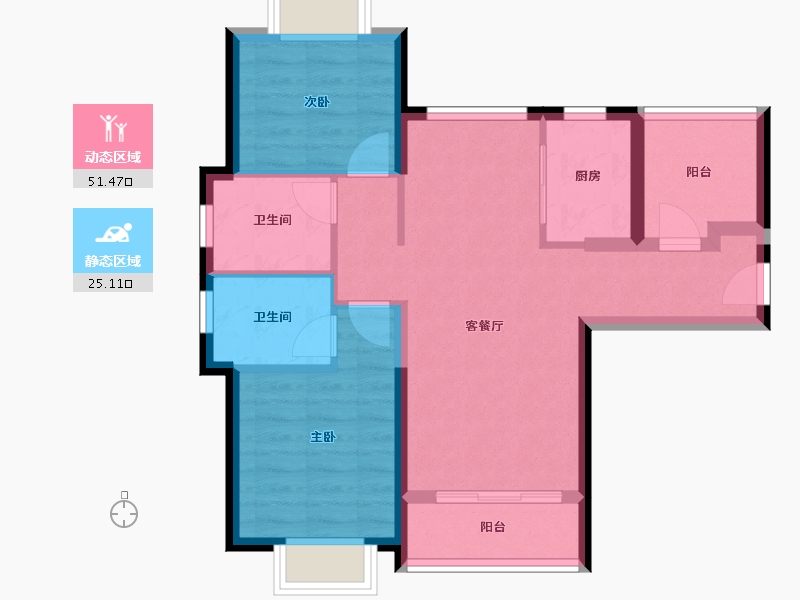 广东省-珠海市-华发汇华湾畔-67.75-户型库-动静分区