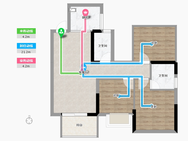 广西壮族自治区-南宁市-丰泽双湾紫云台-64.36-户型库-动静线