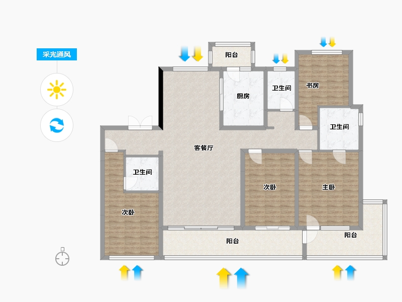 山东省-日照市-盛世华府-171.74-户型库-采光通风