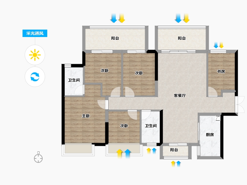 广西壮族自治区-南宁市-东方尊府-115.55-户型库-采光通风