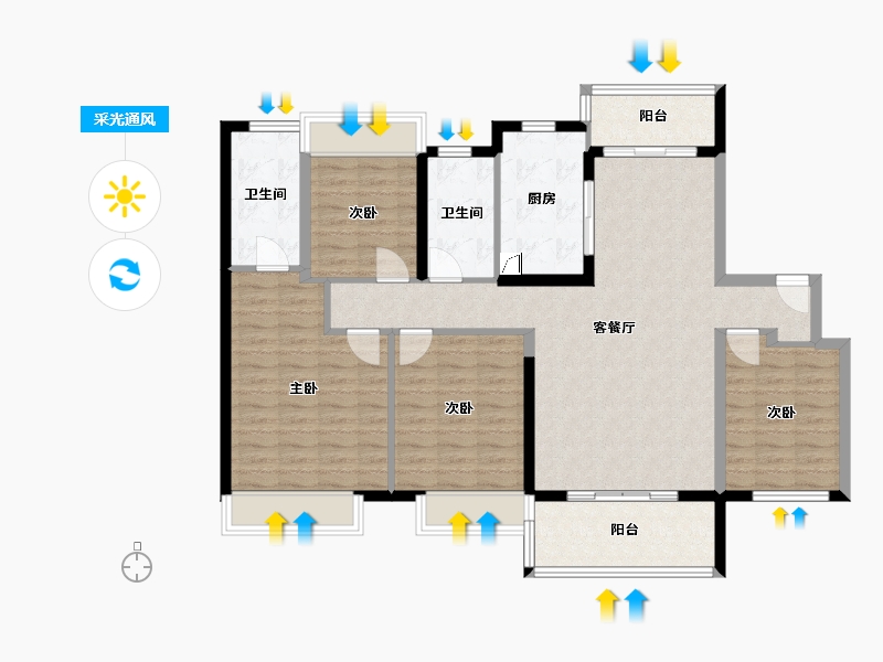 广东省-江门市-台山保利中央公馆-110.00-户型库-采光通风