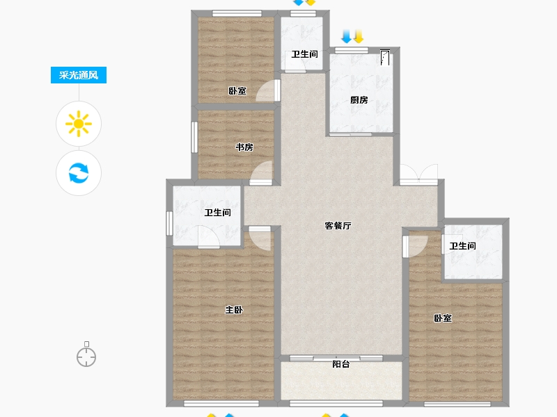 甘肃省-兰州市-兰石豪布斯卡-140.50-户型库-采光通风