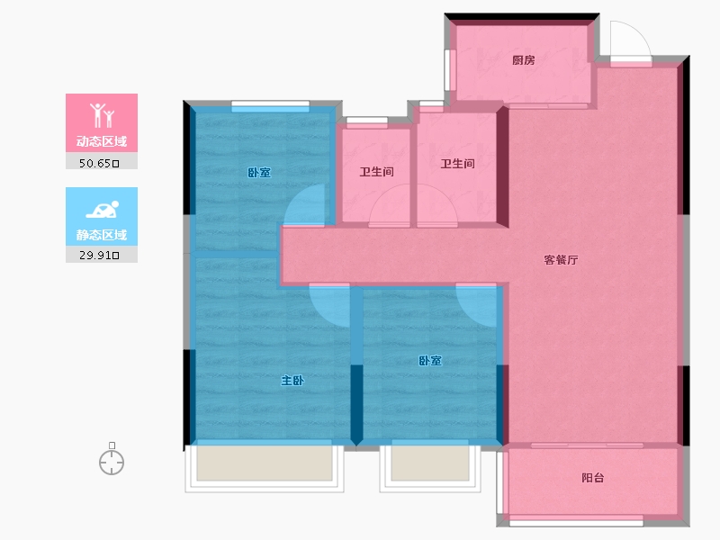 浙江省-杭州市-万达同心湾-71.80-户型库-动静分区