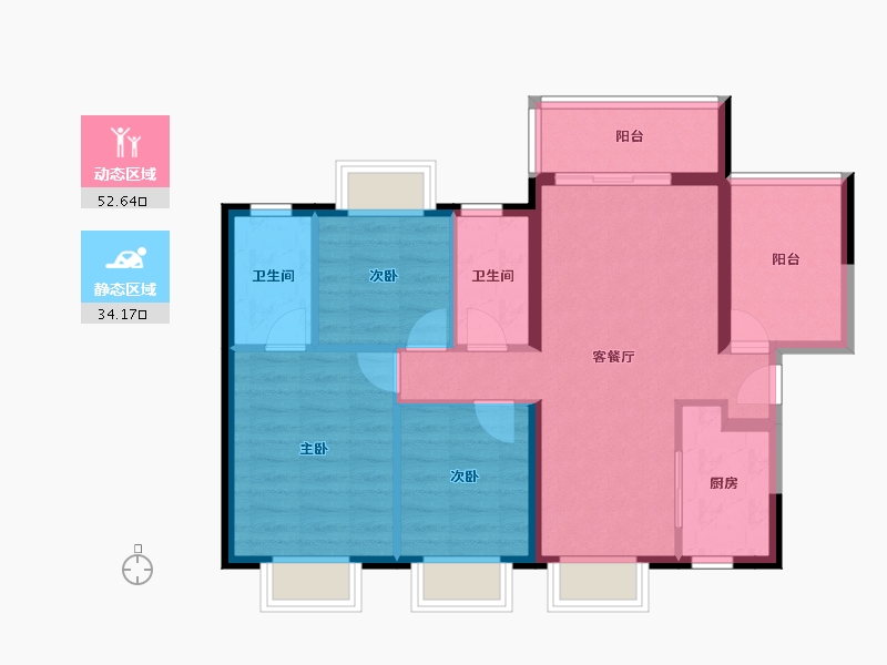 广东省-珠海市-华发汇华湾畔-77.40-户型库-动静分区