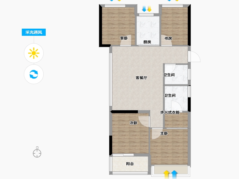 浙江省-杭州市-顺源府-96.01-户型库-采光通风