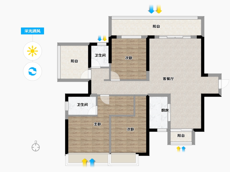 广西壮族自治区-南宁市-保利领秀前城-102.00-户型库-采光通风