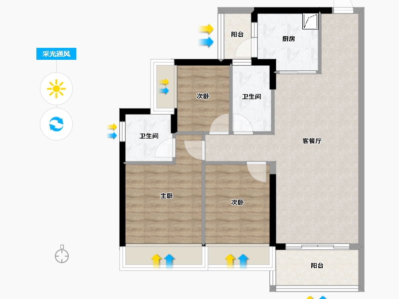 广东省-惠州市-碧桂园南站新城-82.30-户型库-采光通风