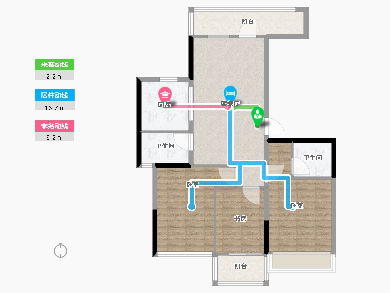 浙江省-杭州市-龙大江景府-88.00-户型库-动静线