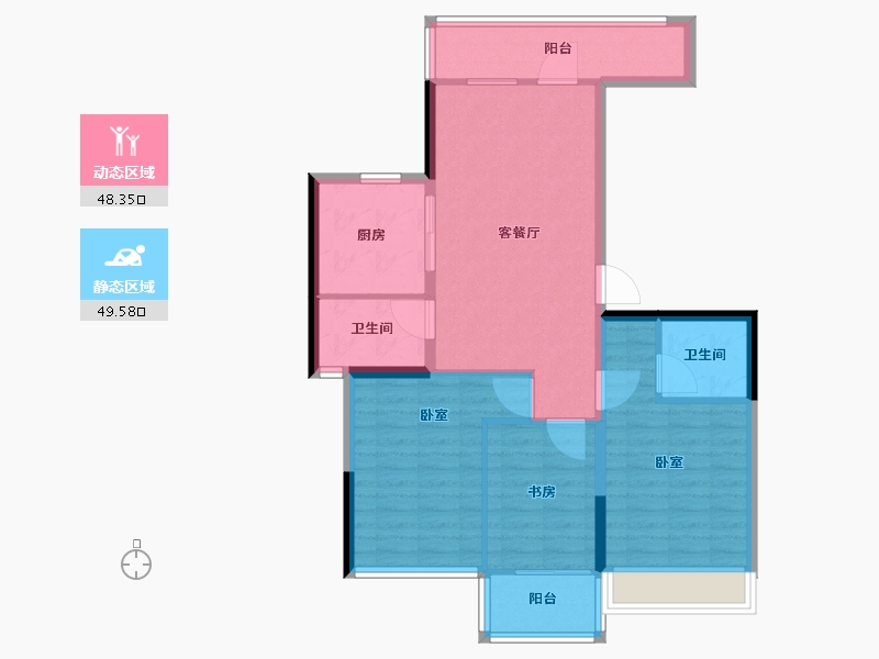 浙江省-杭州市-龙大江景府-88.00-户型库-动静分区