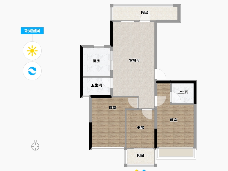 浙江省-杭州市-龙大江景府-88.00-户型库-采光通风