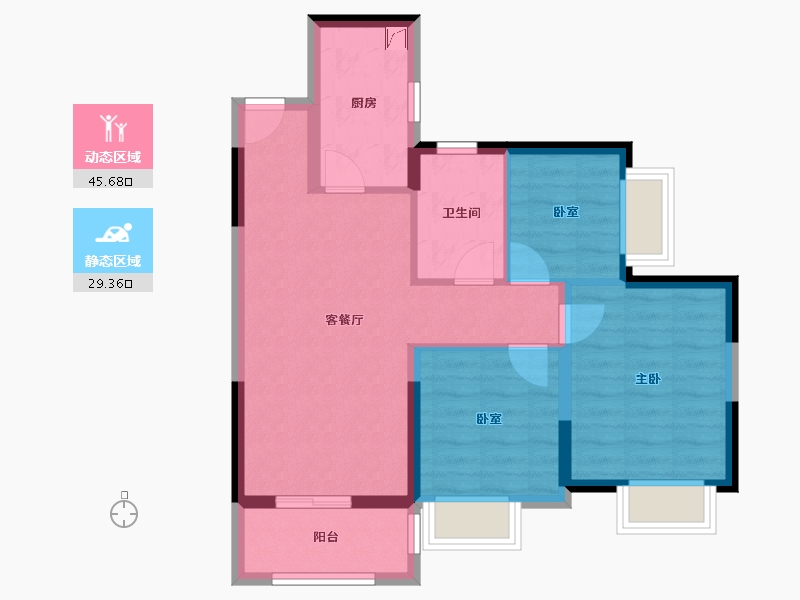 广东省-佛山市-恒大滨江华府-66.40-户型库-动静分区