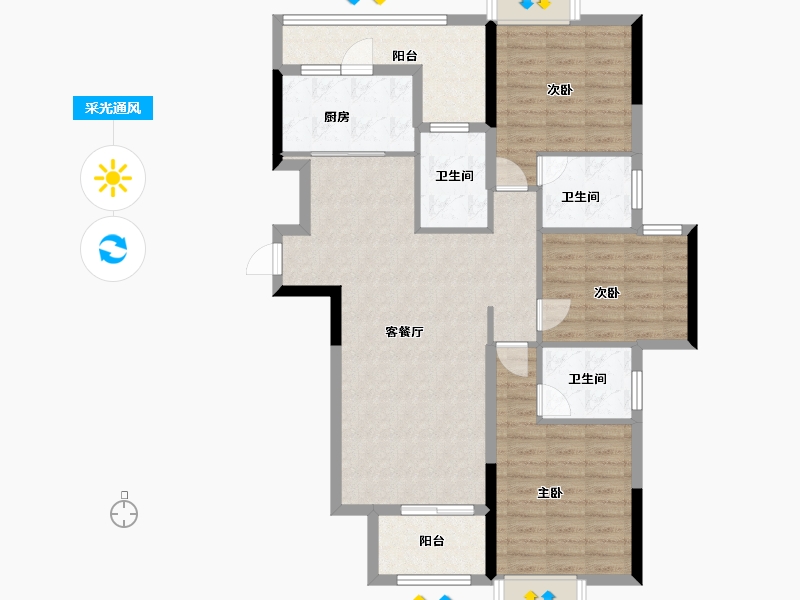 广西壮族自治区-南宁市-翡翠时光-103.86-户型库-采光通风