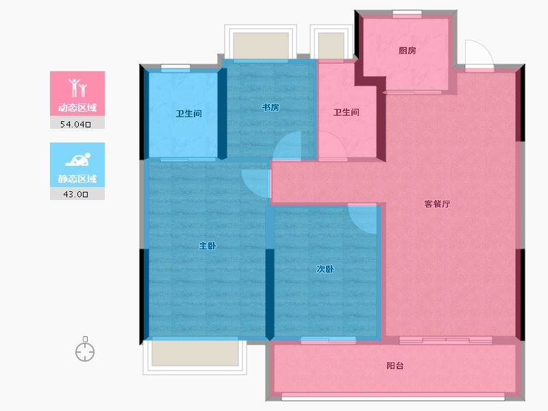 浙江省-杭州市-大家坤和美筑-87.20-户型库-动静分区