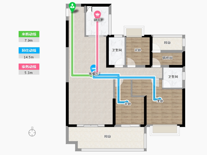 湖南省-湘潭市-黄金时代-118.00-户型库-动静线