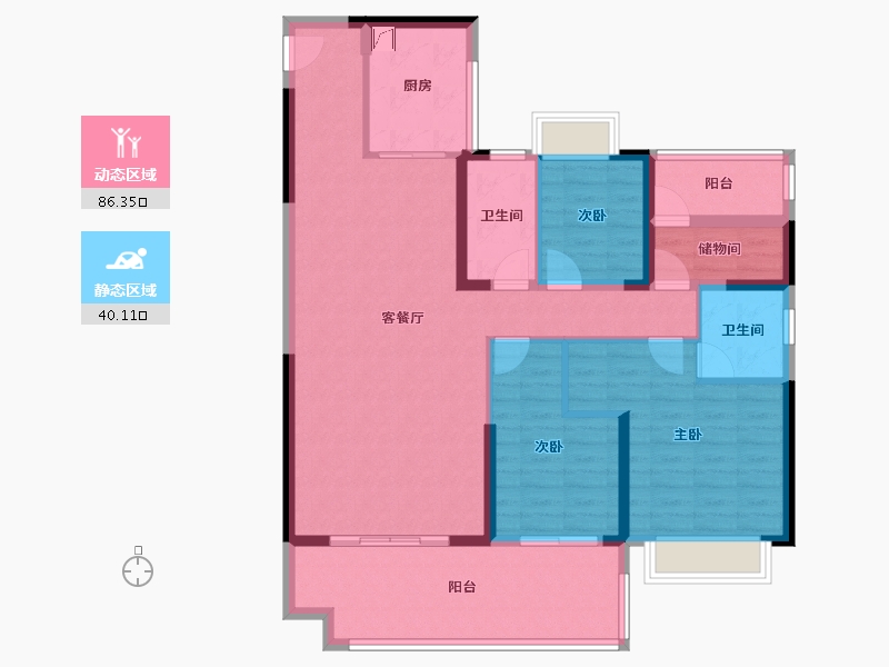 湖南省-湘潭市-黄金时代-118.00-户型库-动静分区