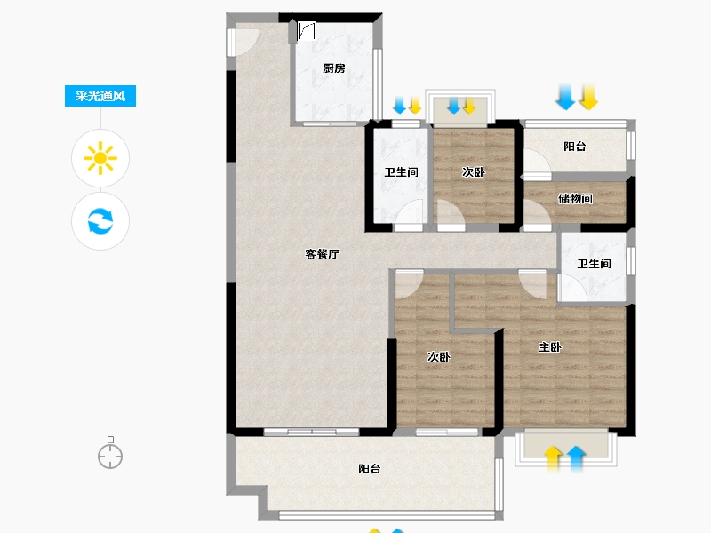 湖南省-湘潭市-黄金时代-118.00-户型库-采光通风