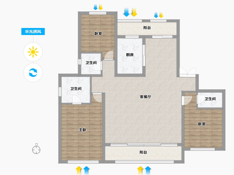 甘肃省-兰州市-兰石豪布斯卡-126.18-户型库-采光通风