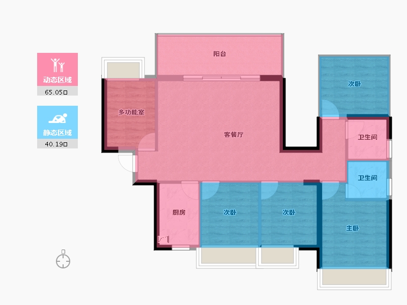 广西壮族自治区-南宁市-丰泽双湾紫云台-95.45-户型库-动静分区